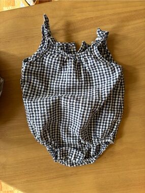 Carter's Navy and White Gingham Bubble Romper